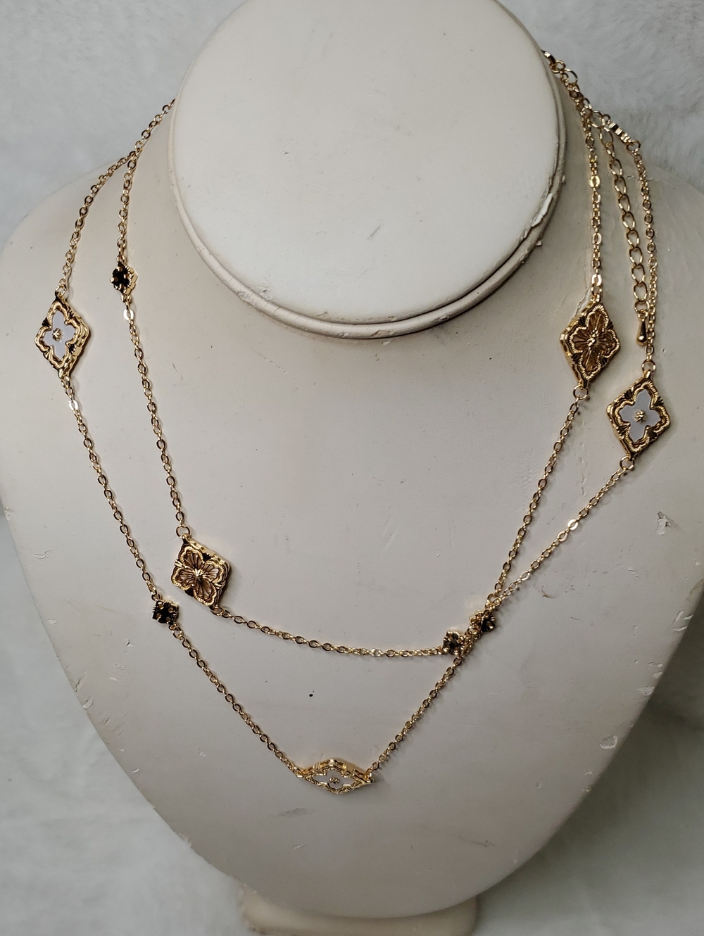 Gold Floral-Link Layered Necklace